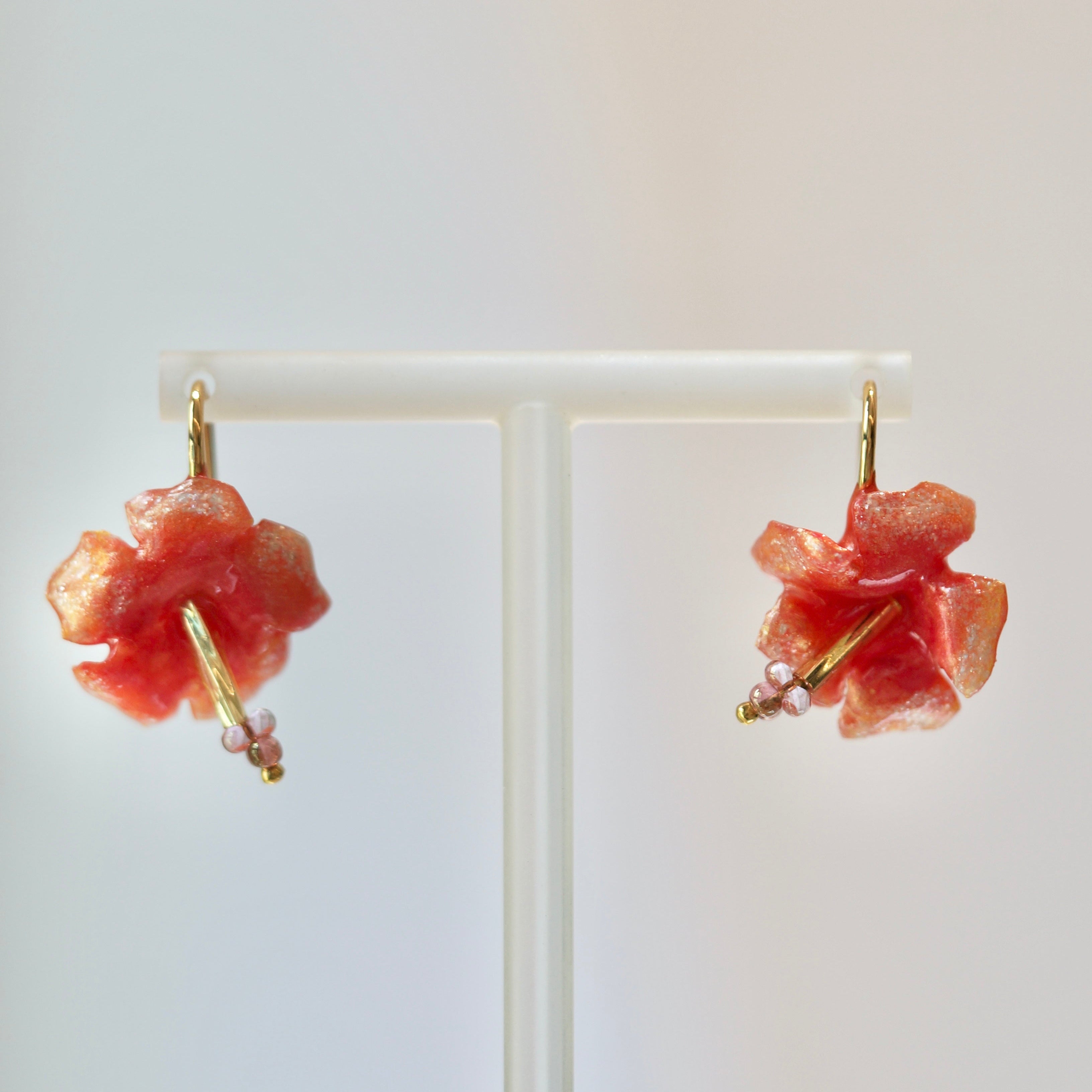Hibiscus Glow Earrings - Sunset