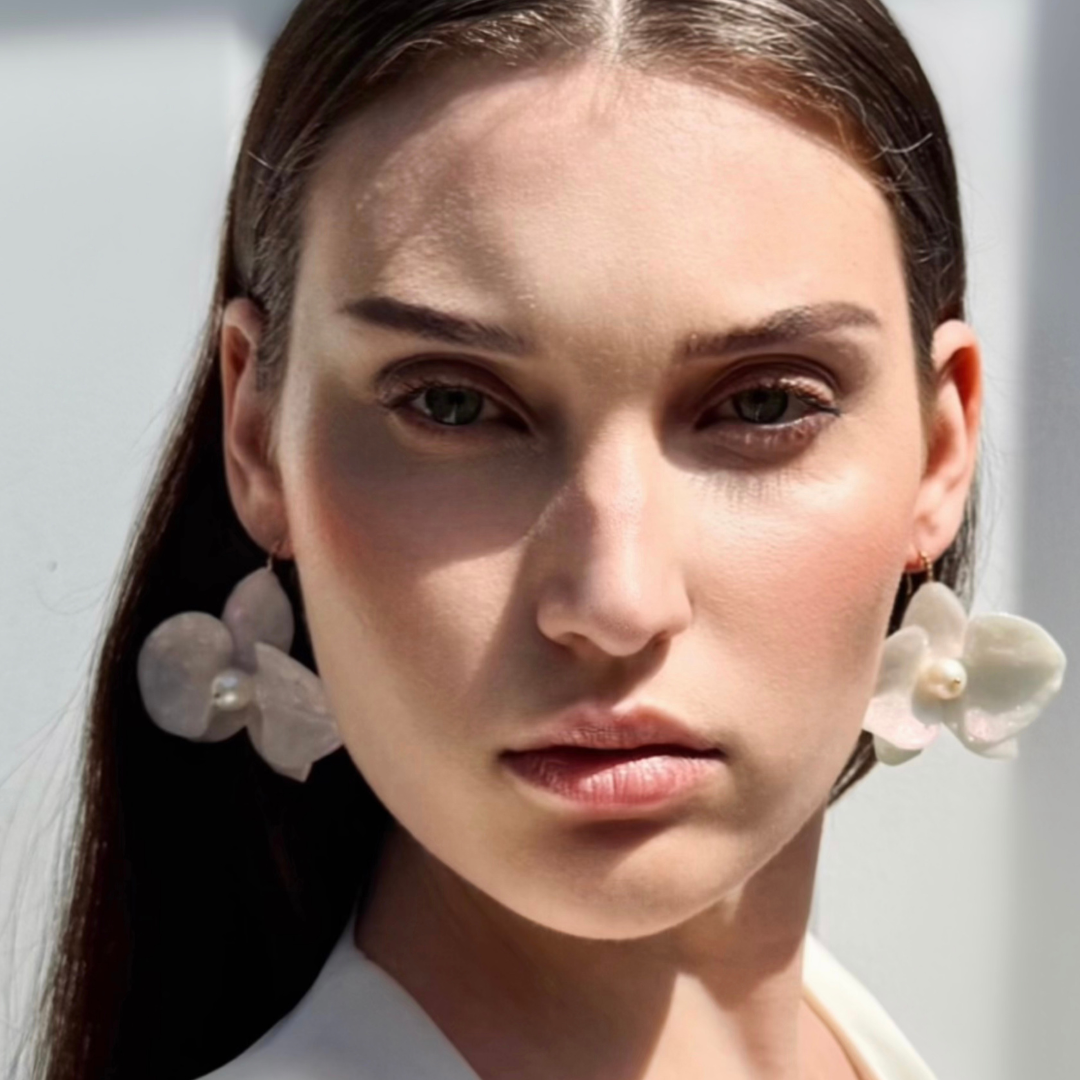 Eternal Orchid Earrings - Pearl White  -