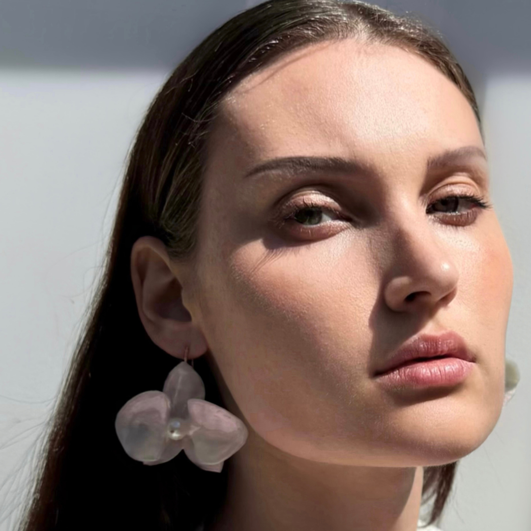 Eternal Orchid Earrings - Pearl White  -