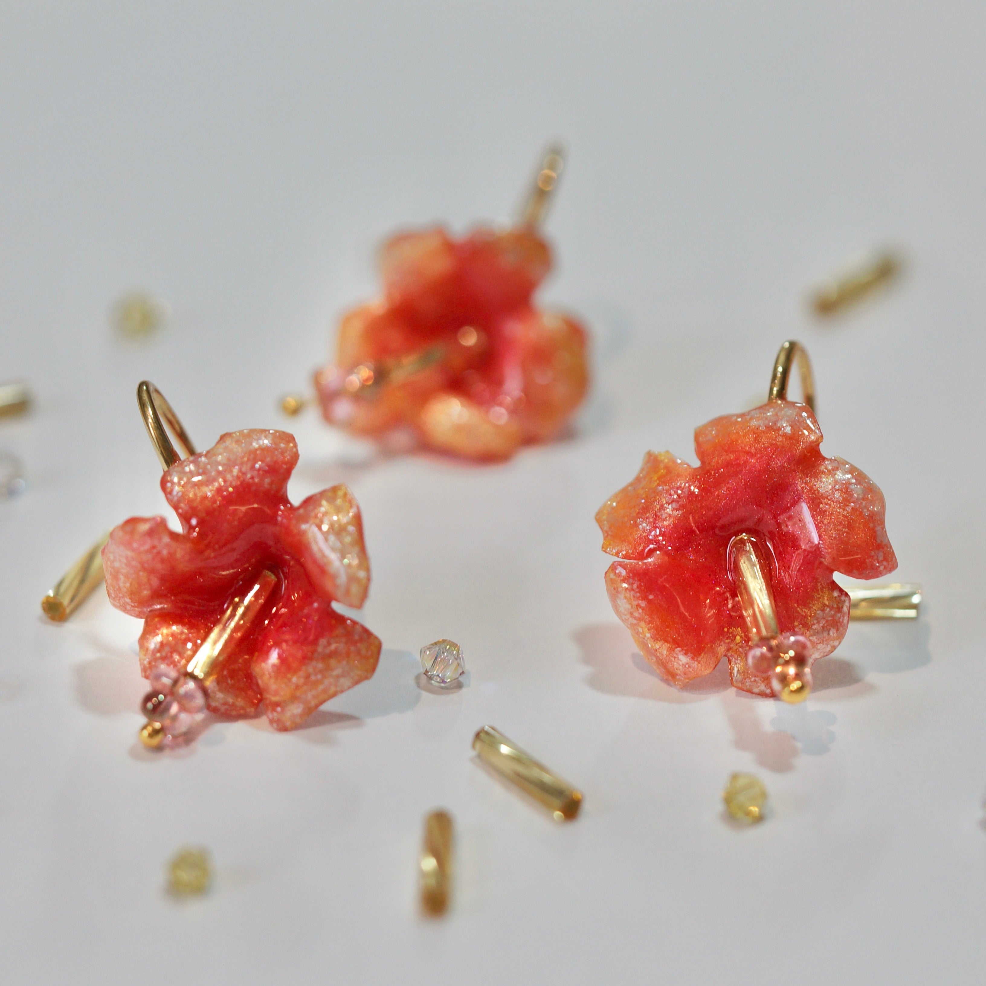 Hibiscus Glow Earrings - Sunset