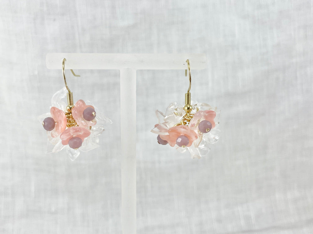 Upcycled earrings - white cherry - 14KGF