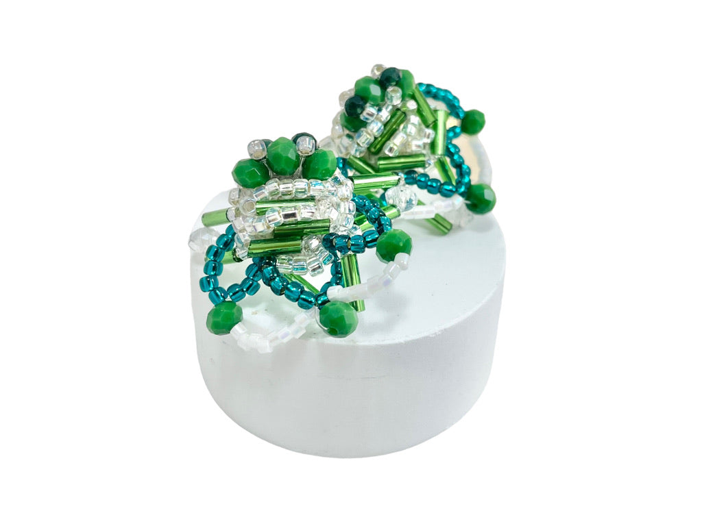 Hand beaded earrings - beads lace -