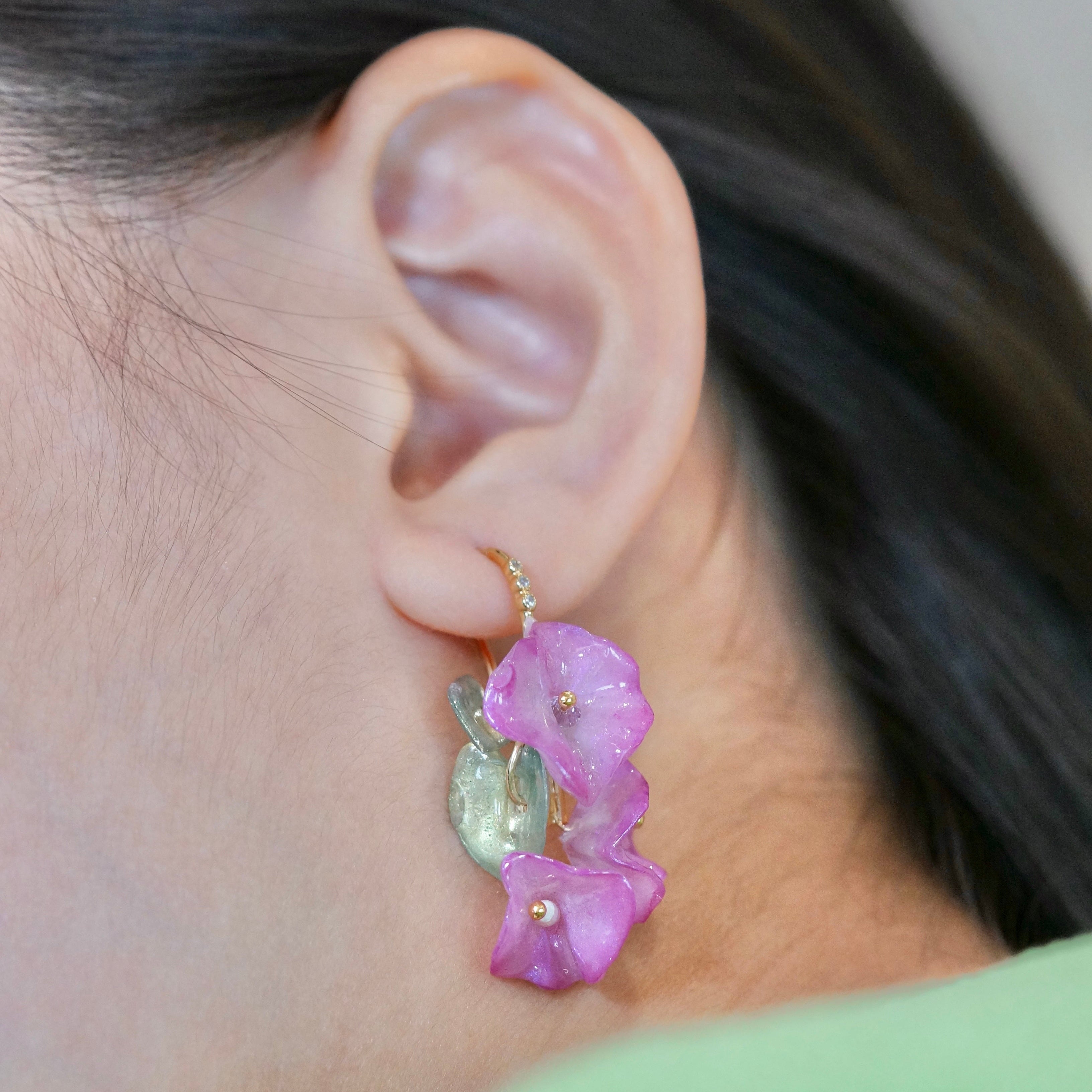 Morning Glory Earrings -Pink