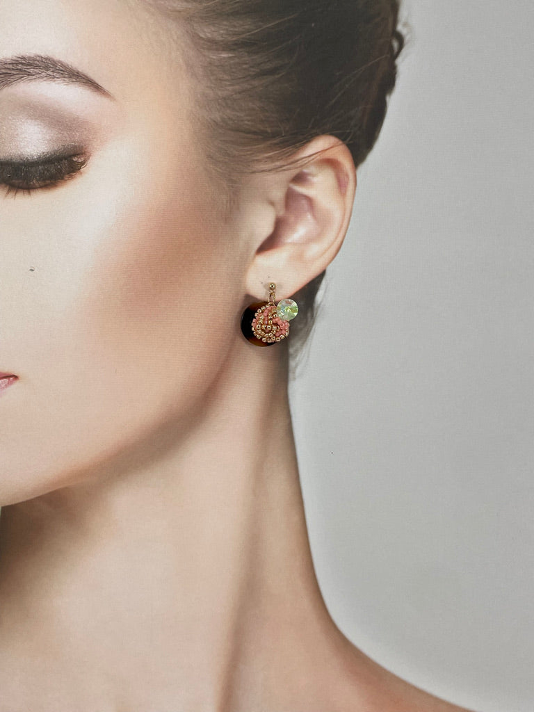 Hand beaded earrings - Tortoiseshell -
