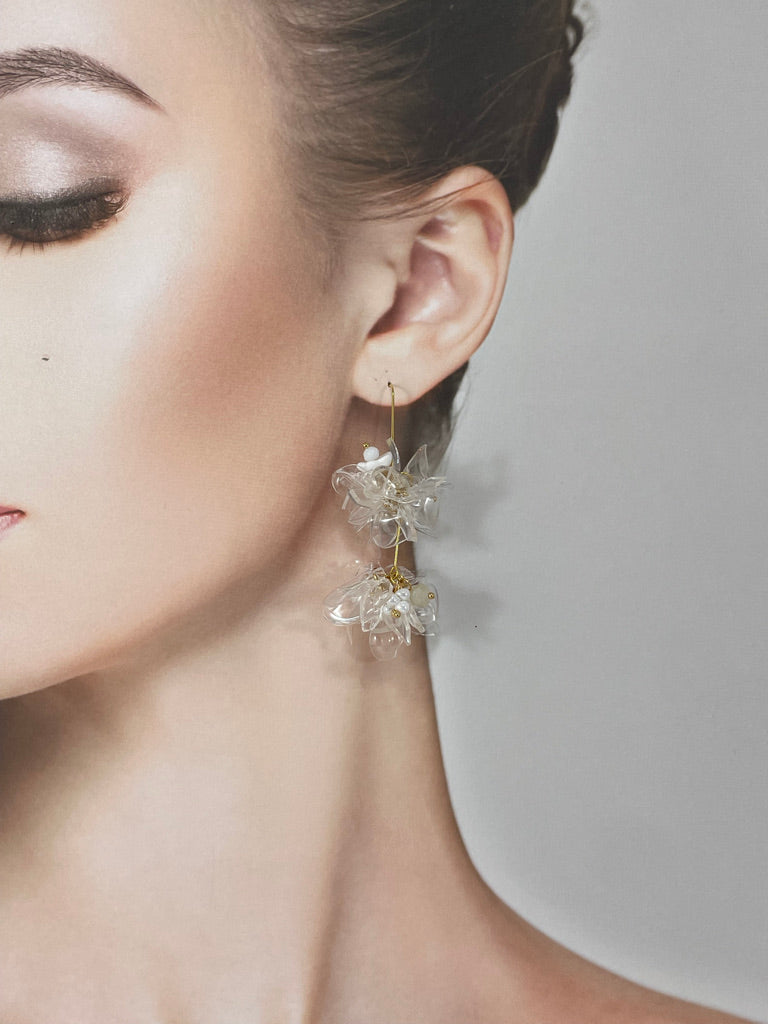 Upcycled earrings - flower balls-