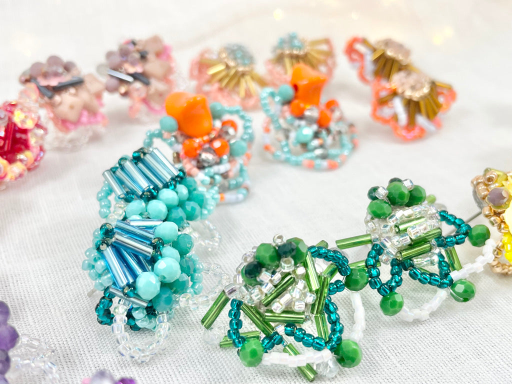 Hand beaded earrings - beads lace -