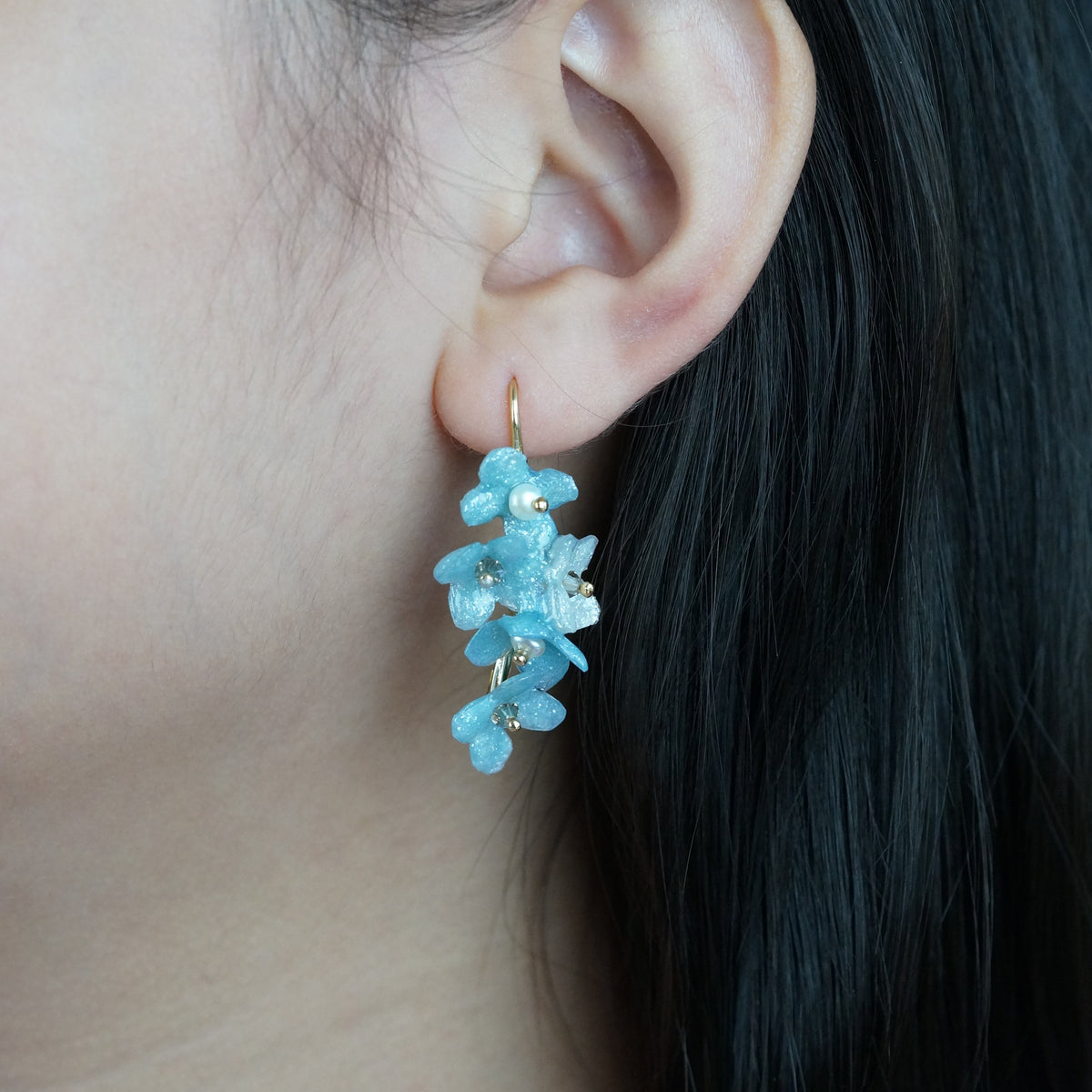 Sweet Osmanthus Earrings - Icey blue