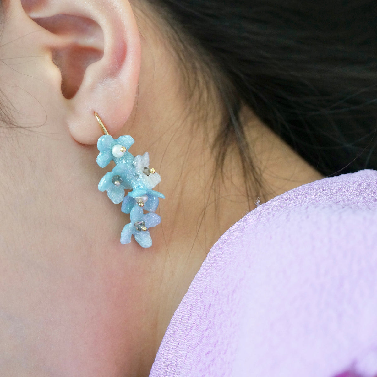 Sweet Osmanthus Earrings - Icey blue