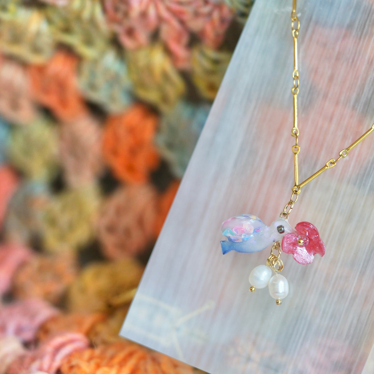 Blue Jay Bird Necklace