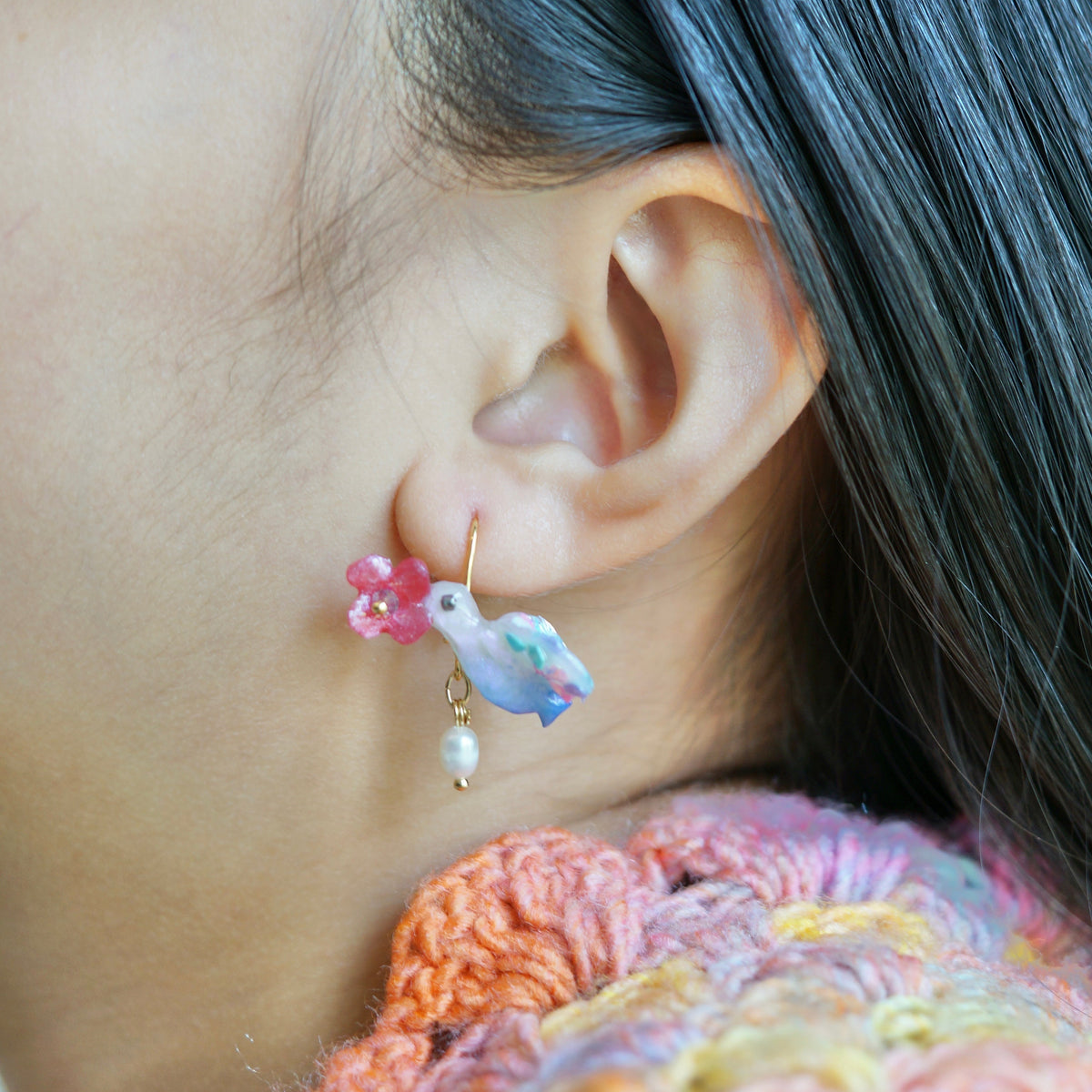 Blue Jay Bird Earrings