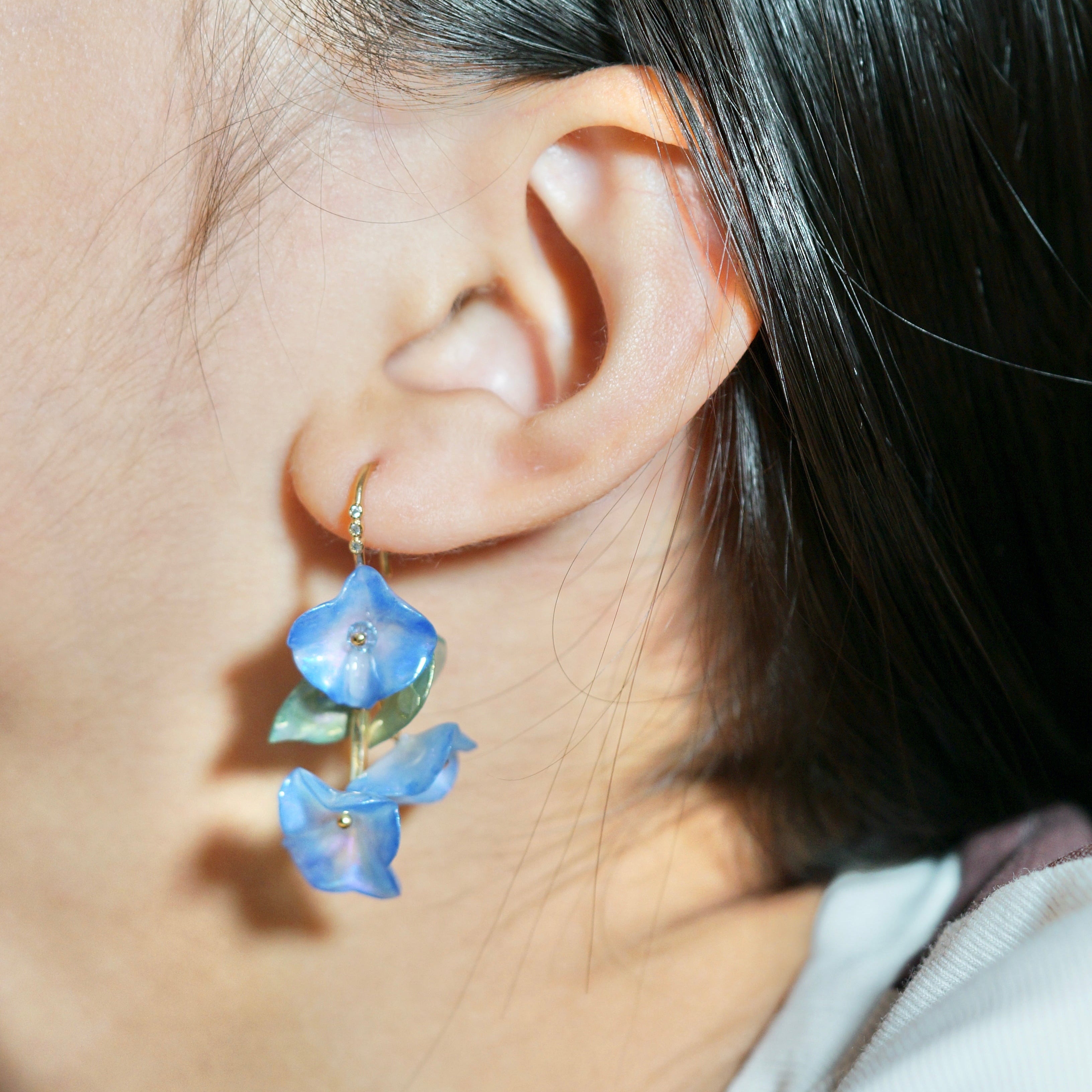 Morning Glory Earrings -Navy