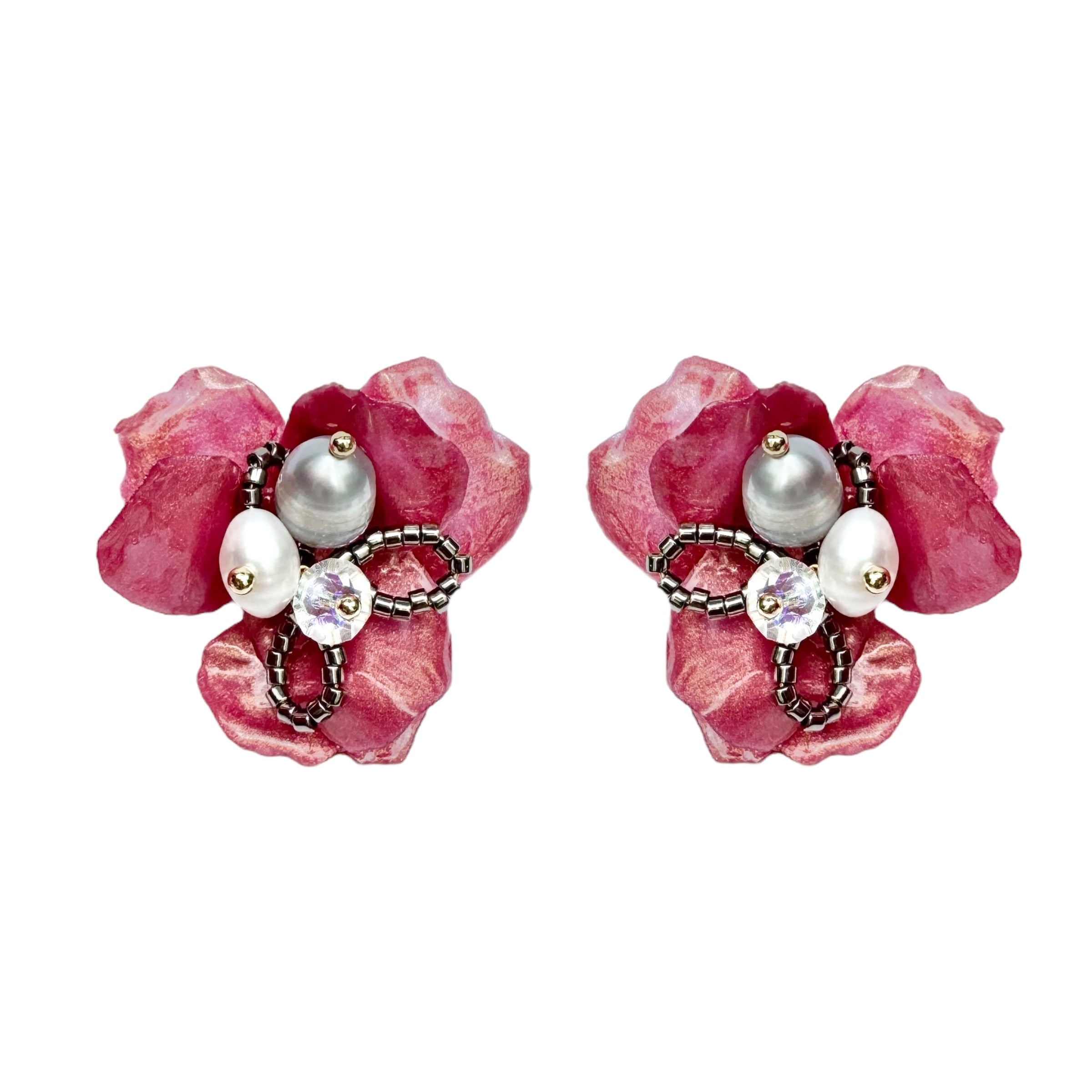 Enchanted Rose Earrings - Rosy Glow
