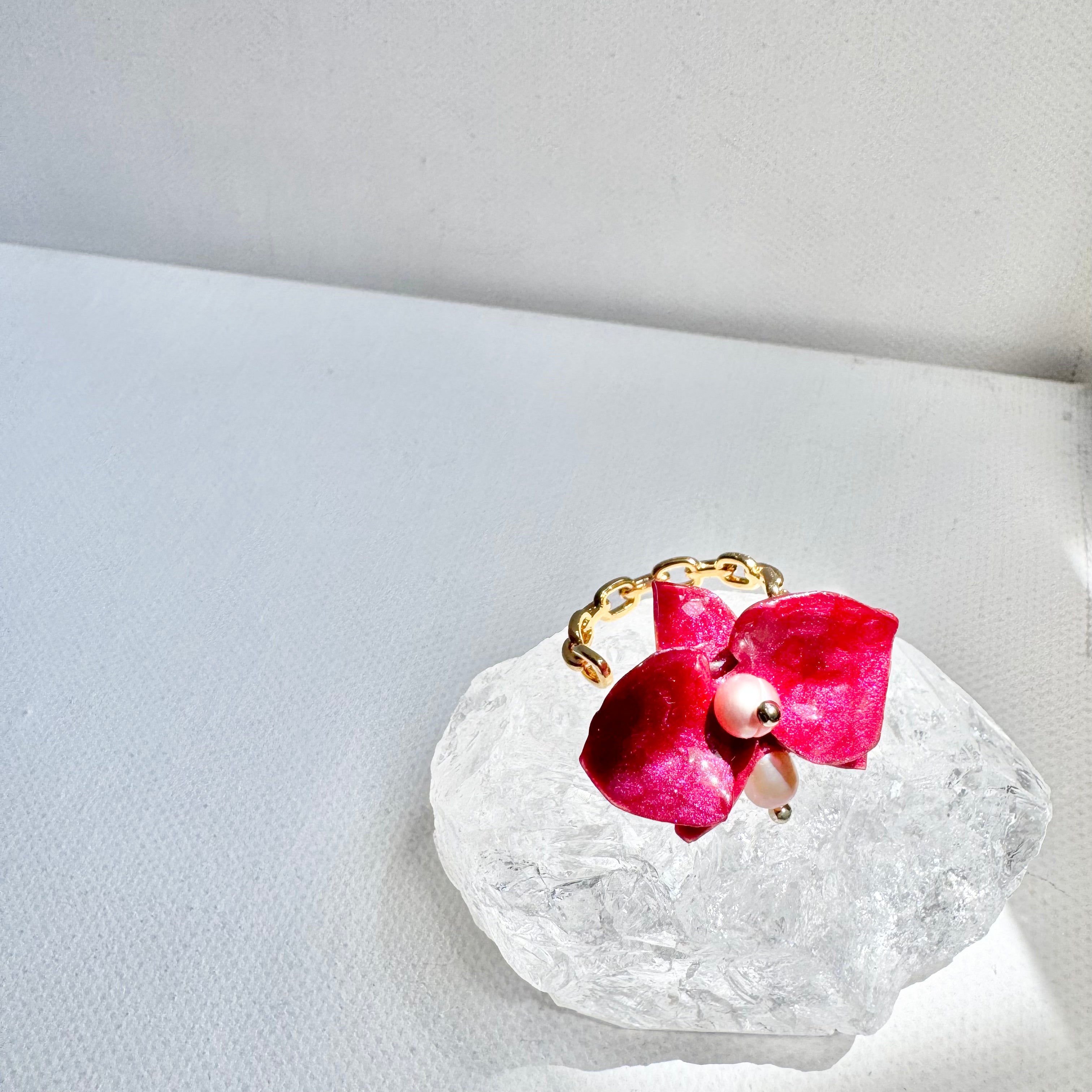 Dainty Orchid Ring - Burgundy -