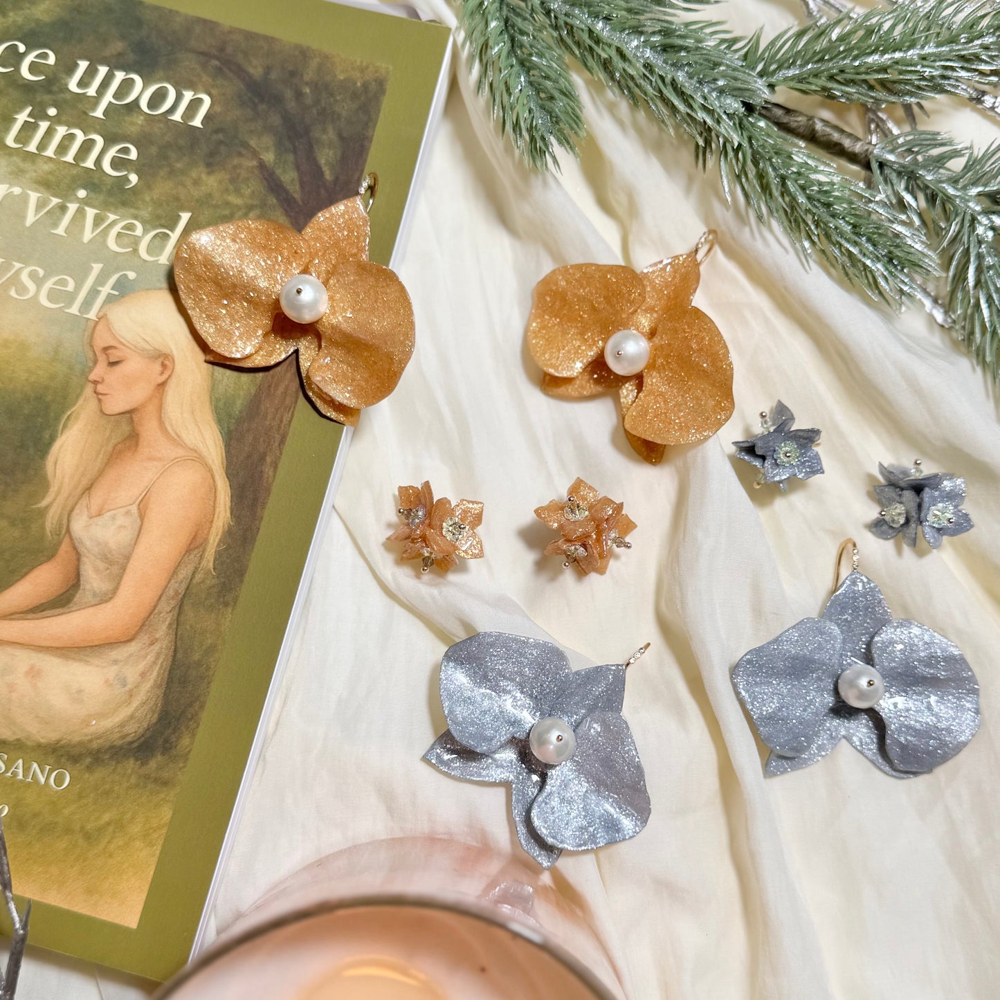 Eternal Orchid Earrings - Gold Holiday -