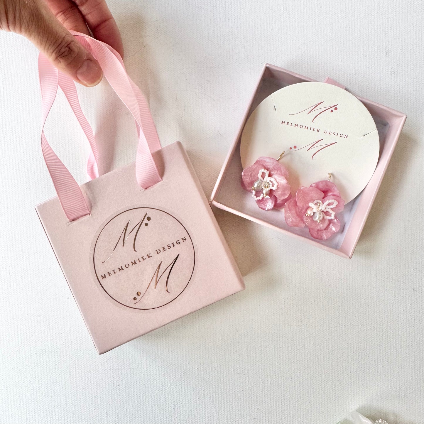 Enchanted Rose Earrings - Powder Pink Velvet -