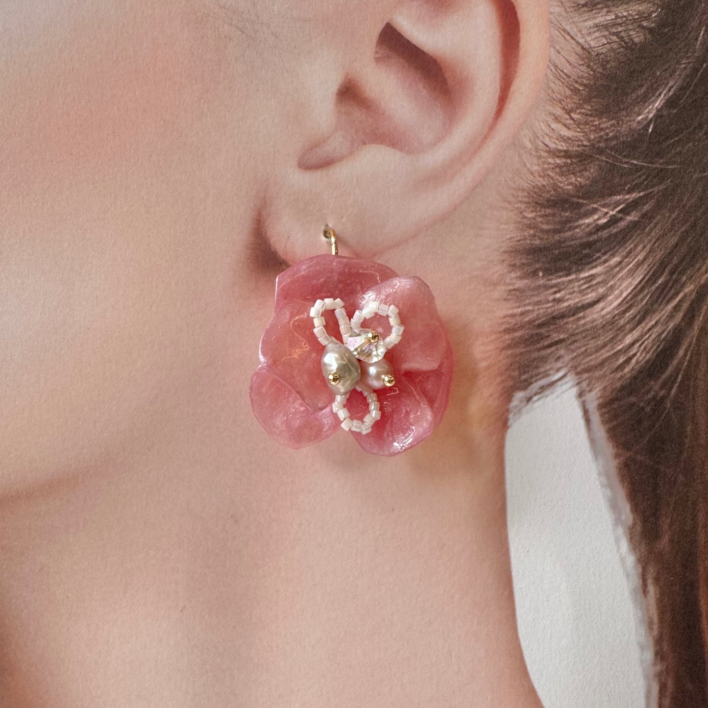 Enchanted Rose Earrings - Powder Pink Velvet -