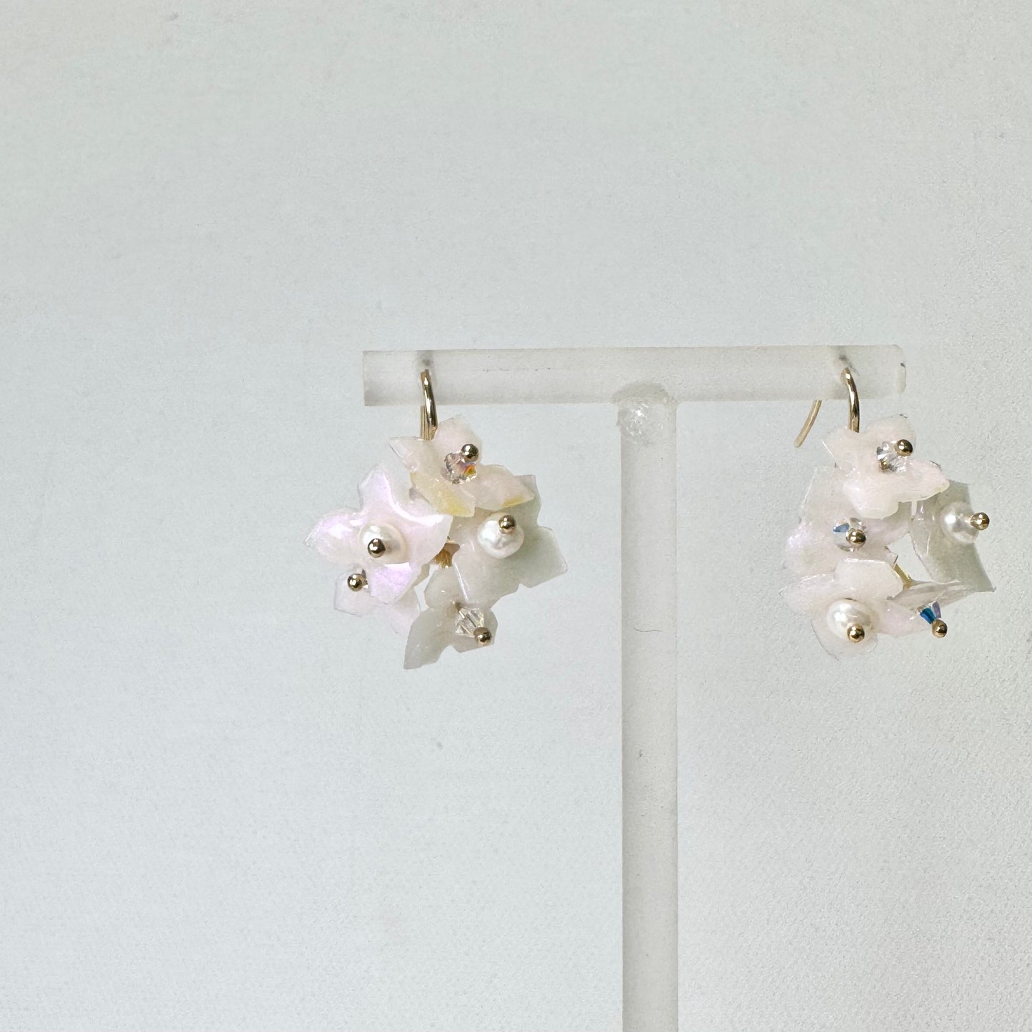 Hydrangea Bloom Earrings - Drizzle White -