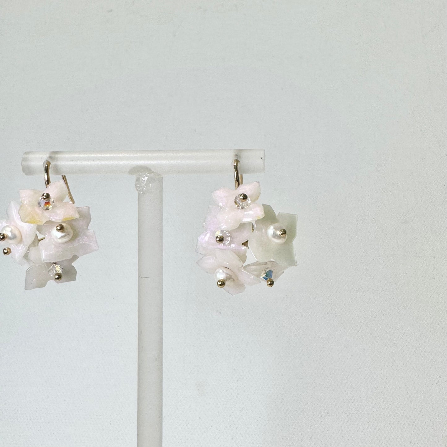 Hydrangea Bloom Earrings - Drizzle White -
