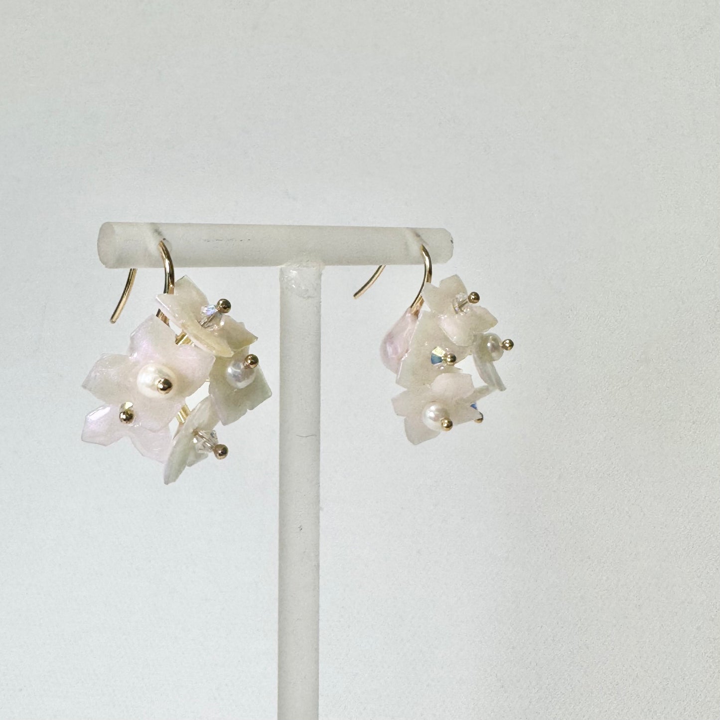 Hydrangea Bloom Earrings - Drizzle White -