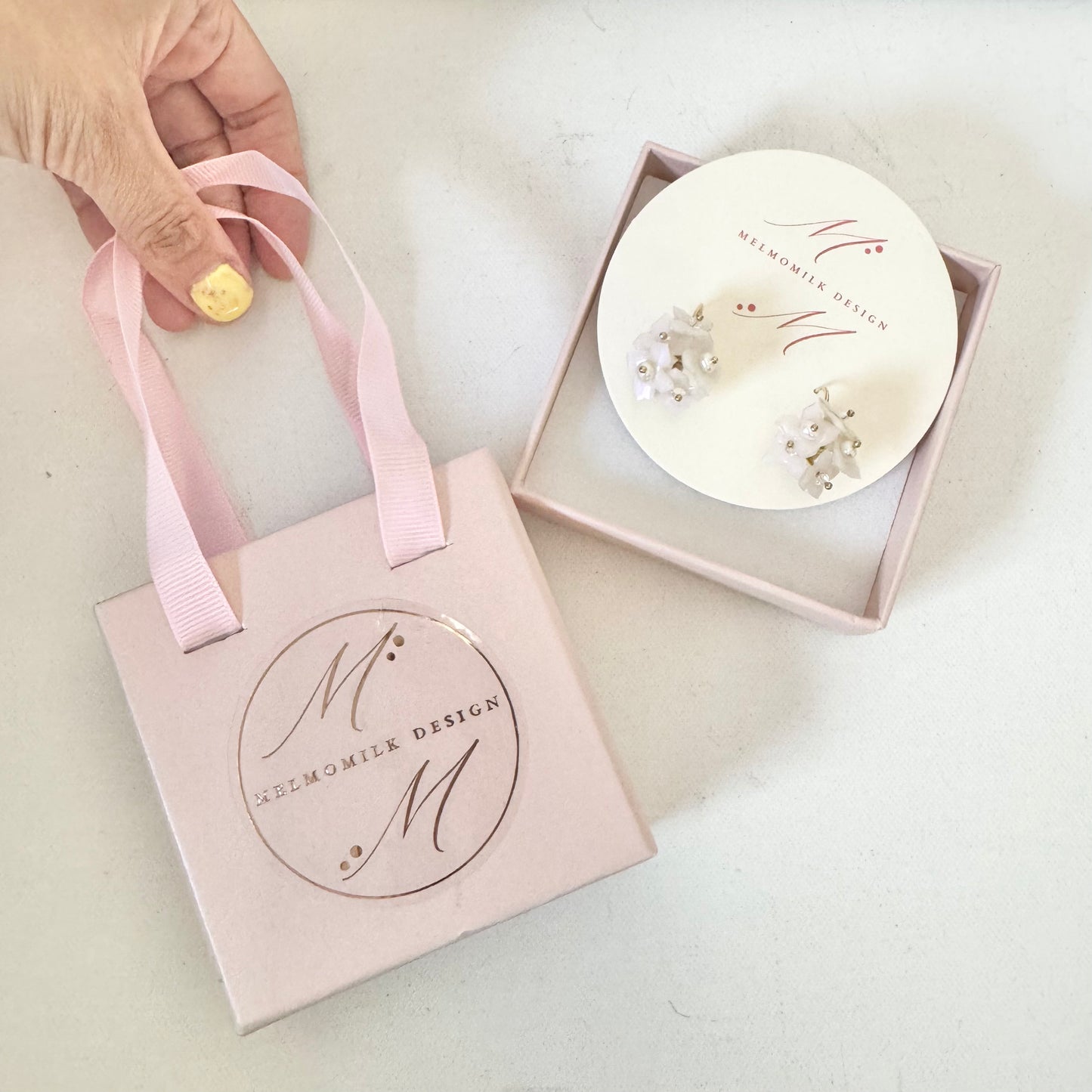 Hydrangea Bloom Earrings - Drizzle White -