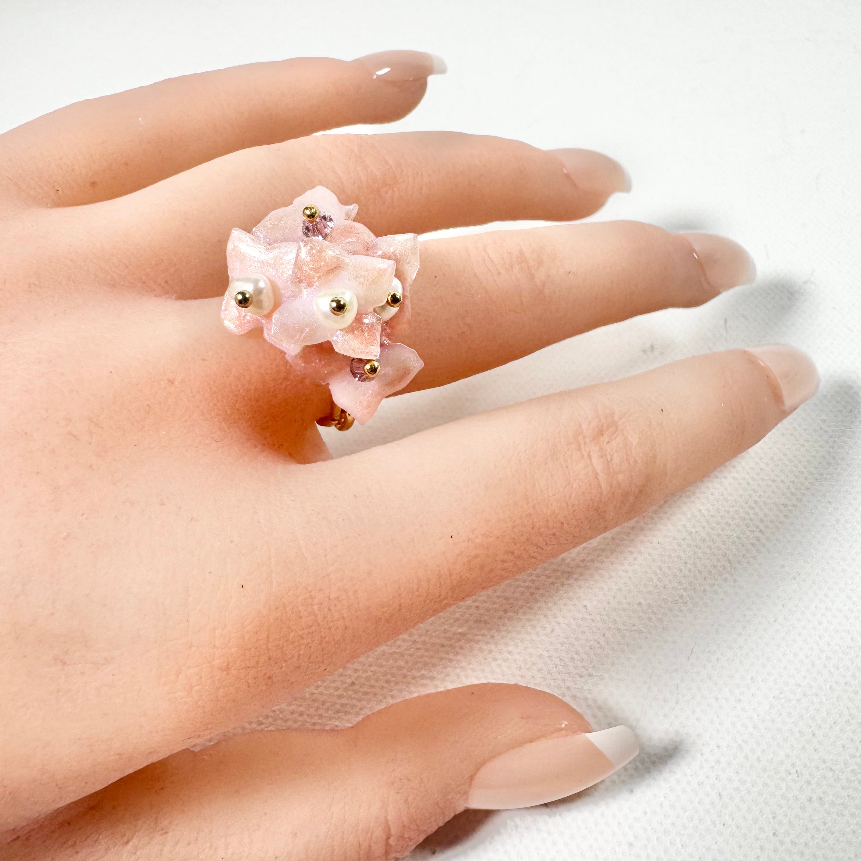 Hydrangea Bloom Ring - Blush Rain -