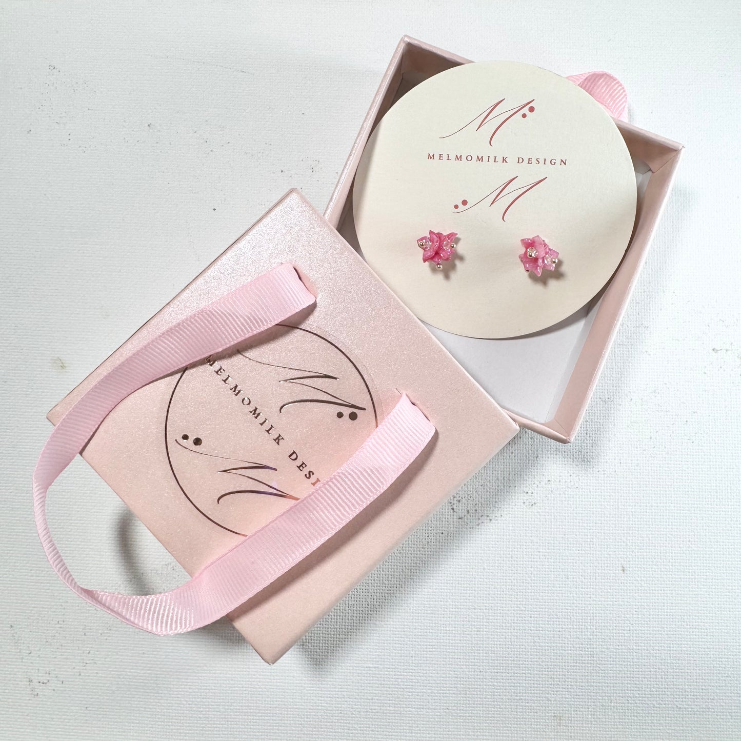 Tiny Pop Earrings - Strawberry Milk -