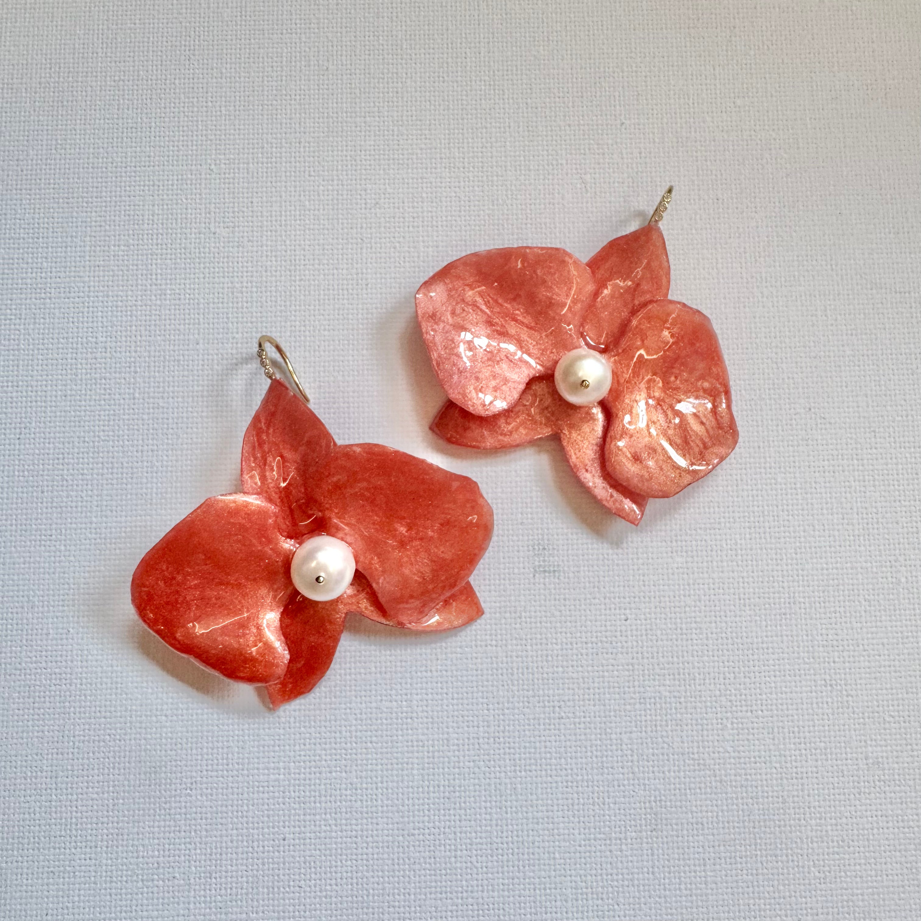 Eternal Orchid Earrings - Citrus Orange -