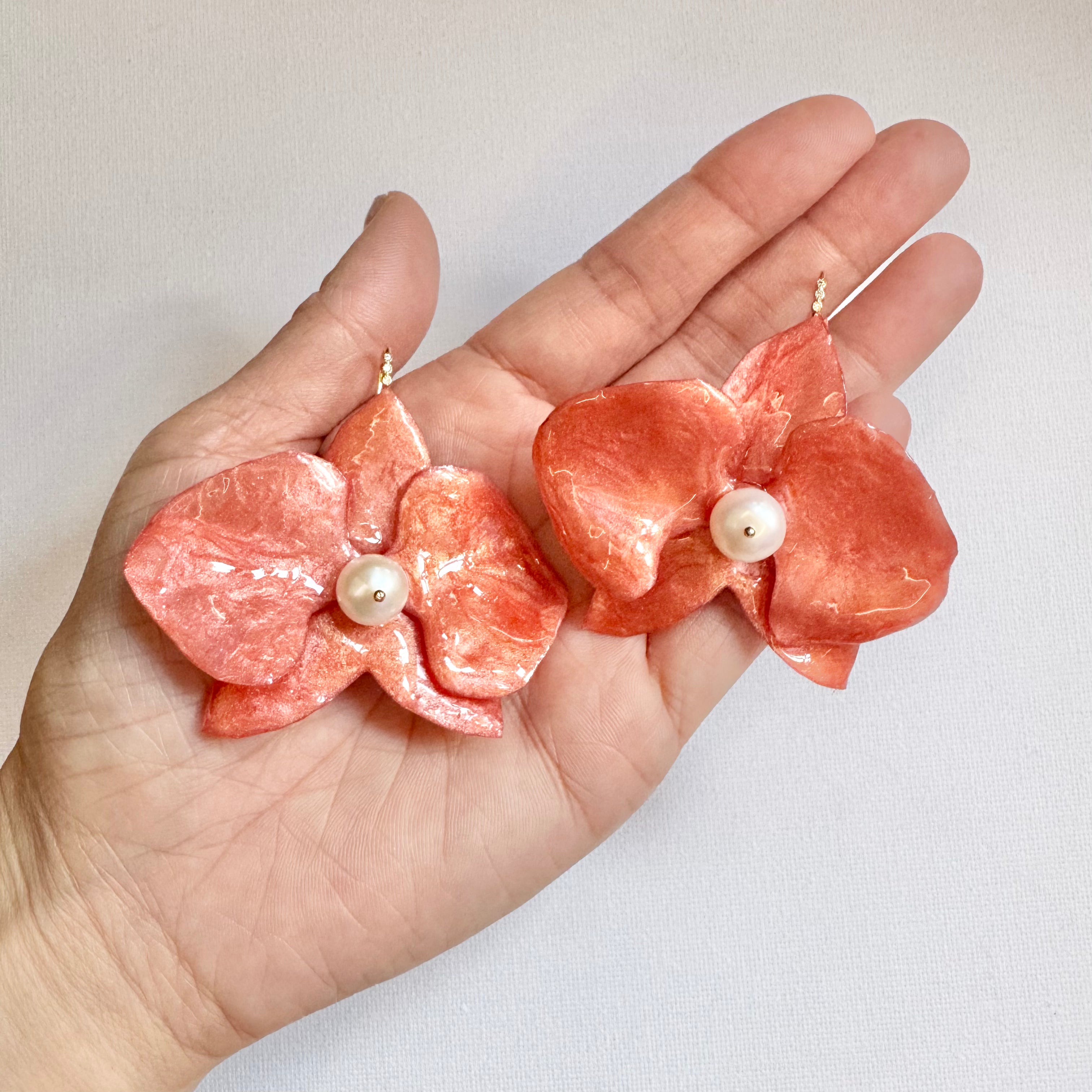 Eternal Orchid Earrings - Citrus Orange -