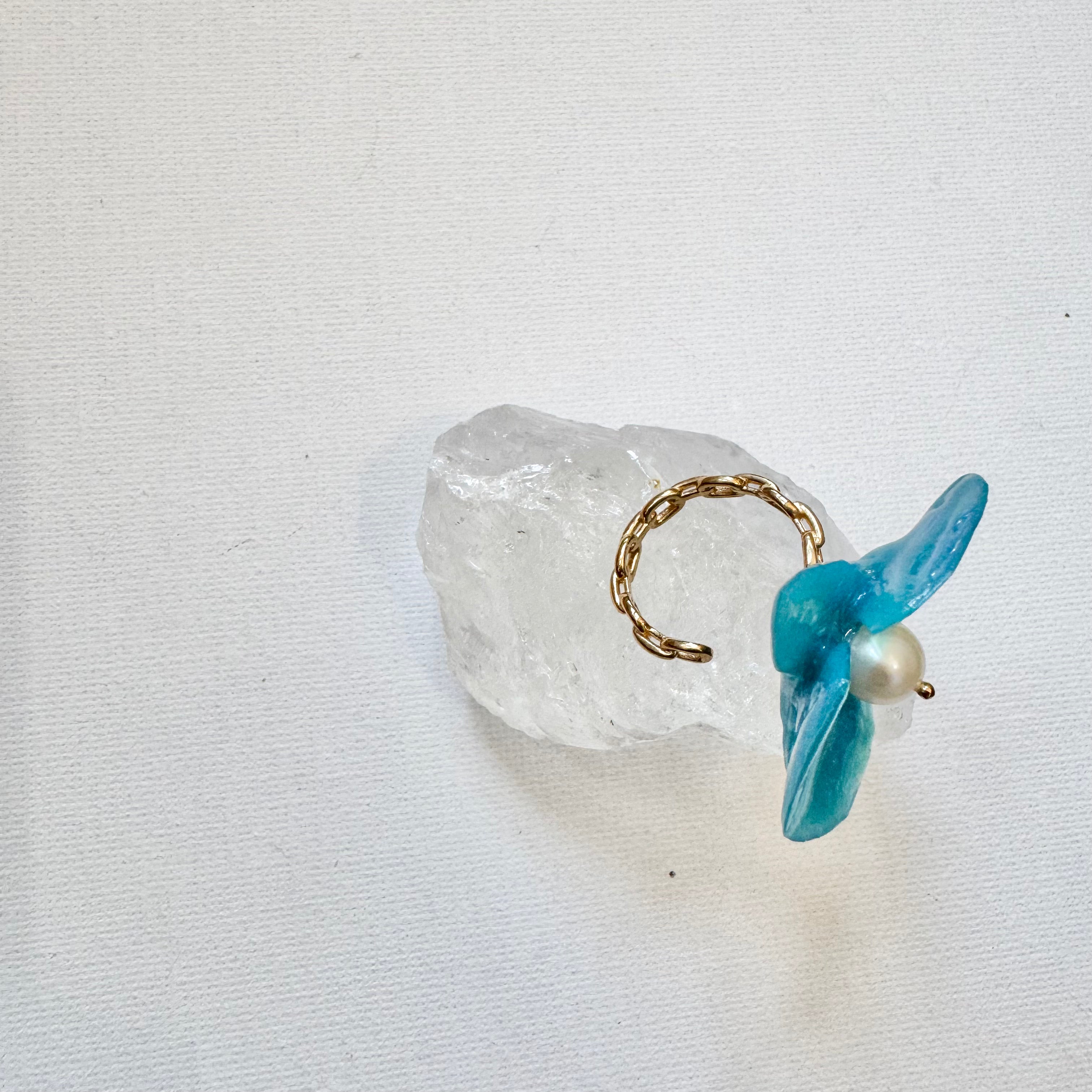 Eternal Orchid ring with freshwater pearl - handmade in Singapore