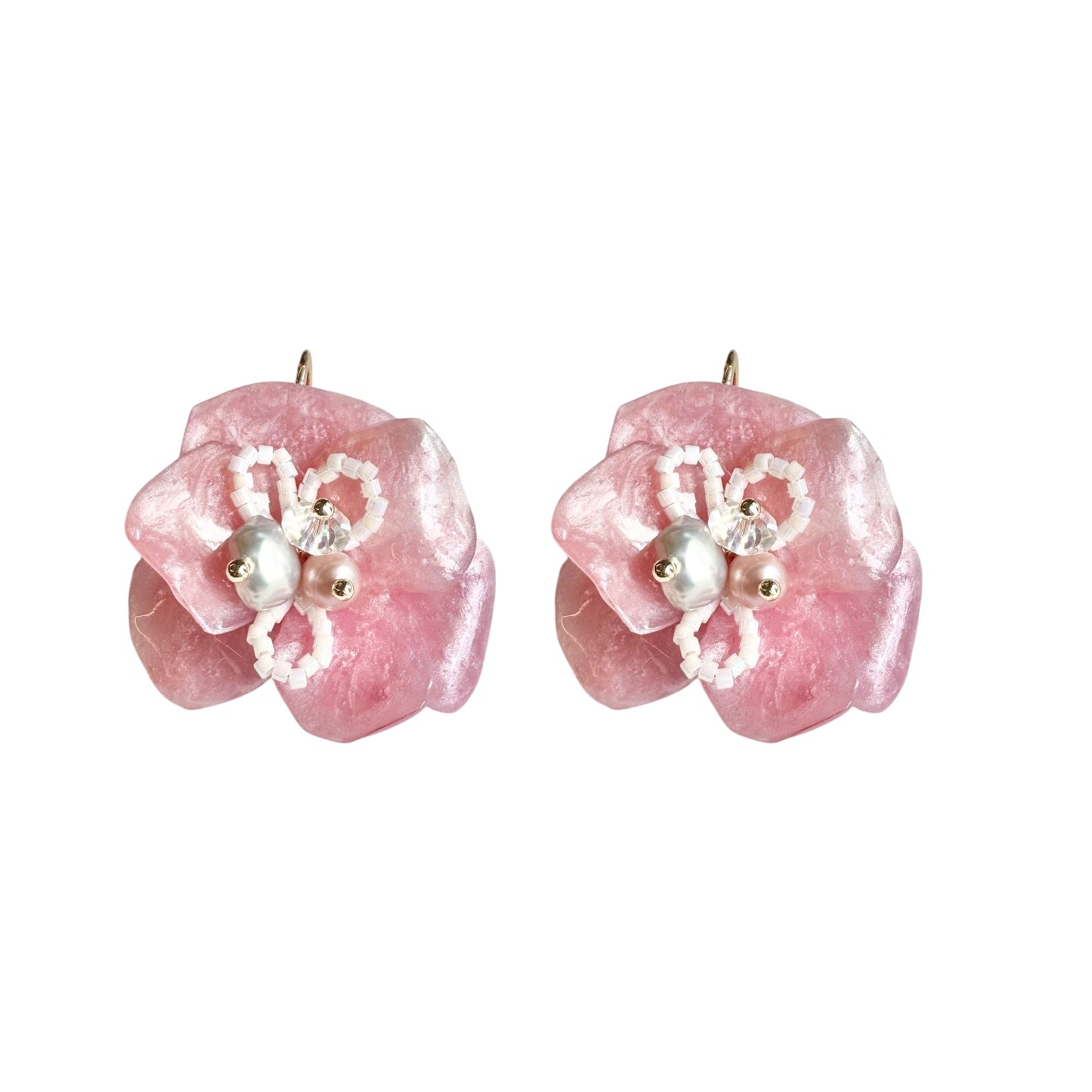 Enchanted Rose Earrings - Powder Pink Velvet -