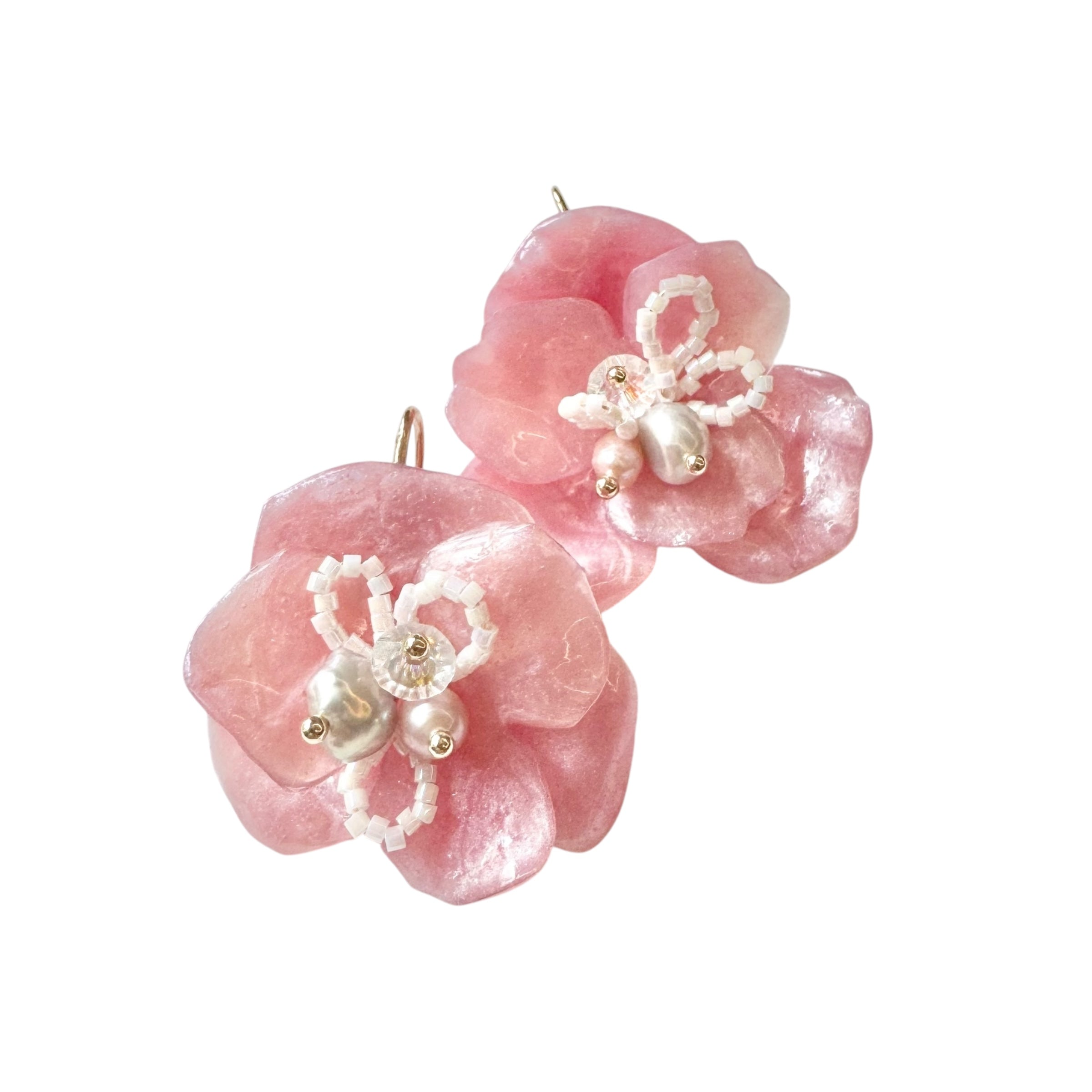 Enchanted Rose Earrings - Powder Pink Velvet -