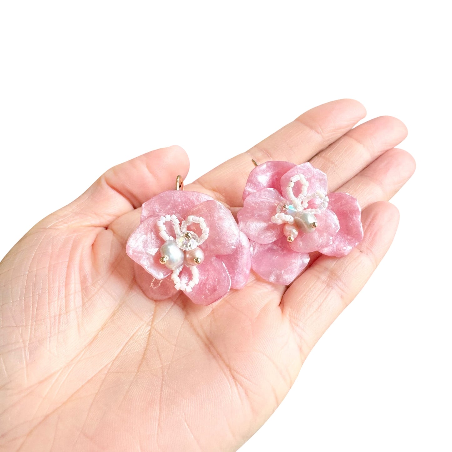 Enchanted Rose Earrings - Powder Pink Velvet -
