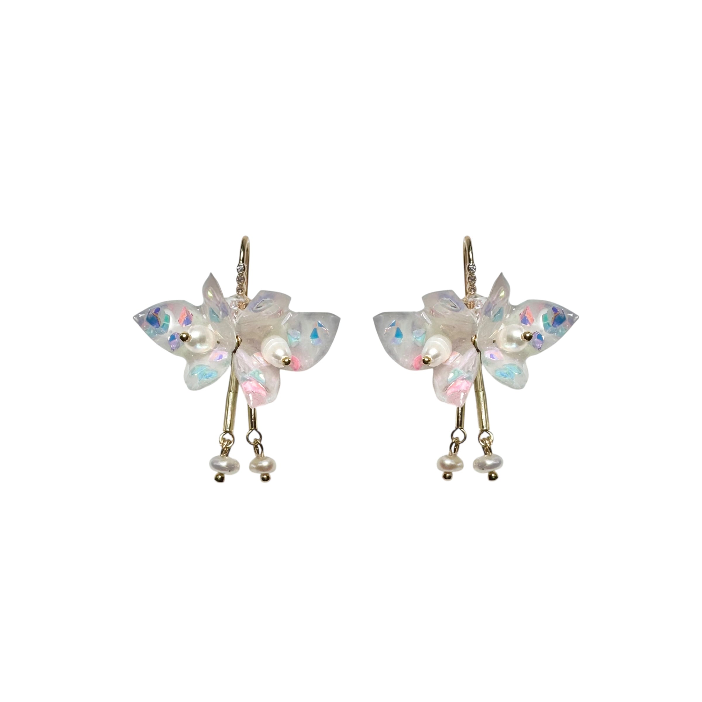 Fairy Prism Papillon Earrings - Glowspell White -