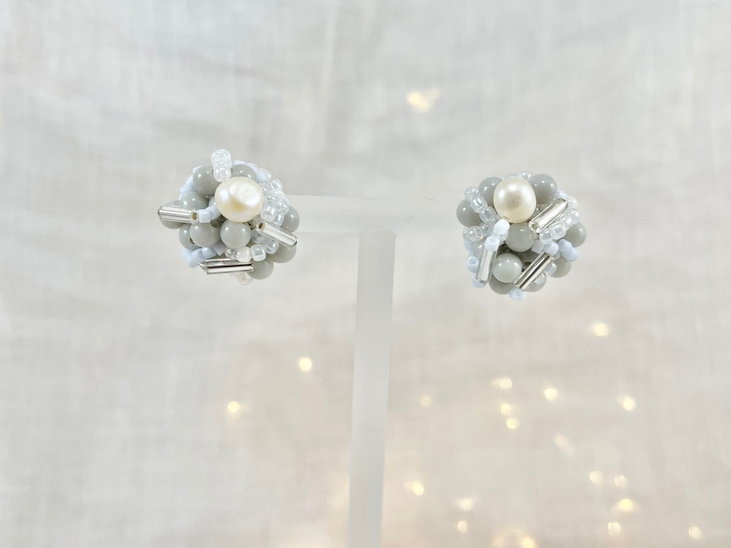 Hand beaded earrings - gem bouquet -
