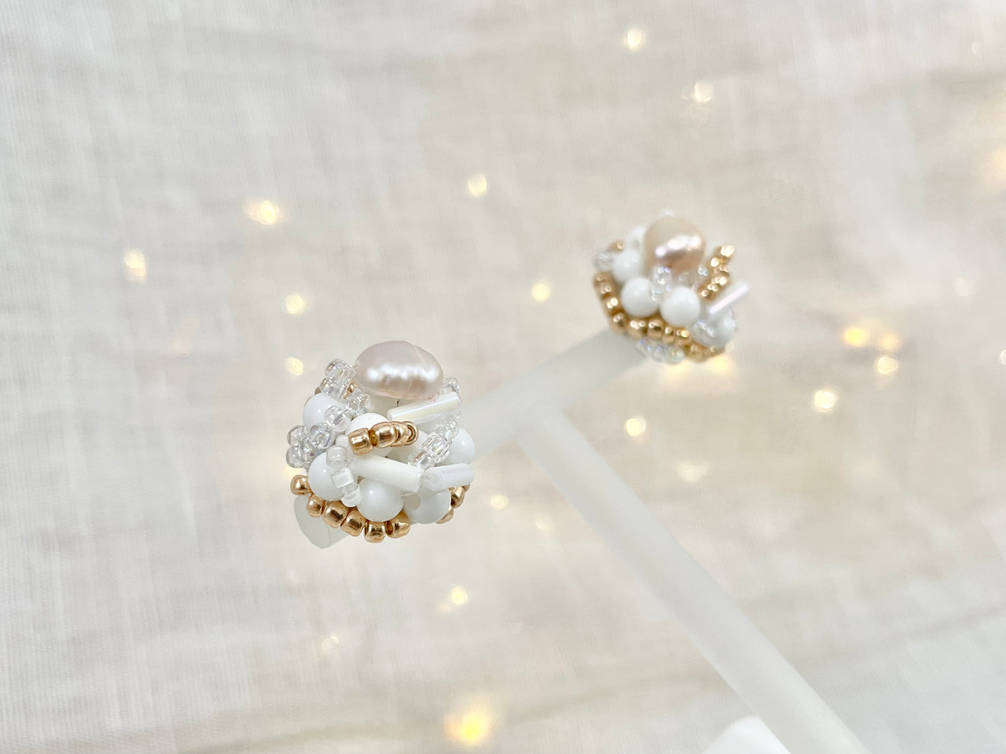 Hand beaded earrings - gem bouquet -