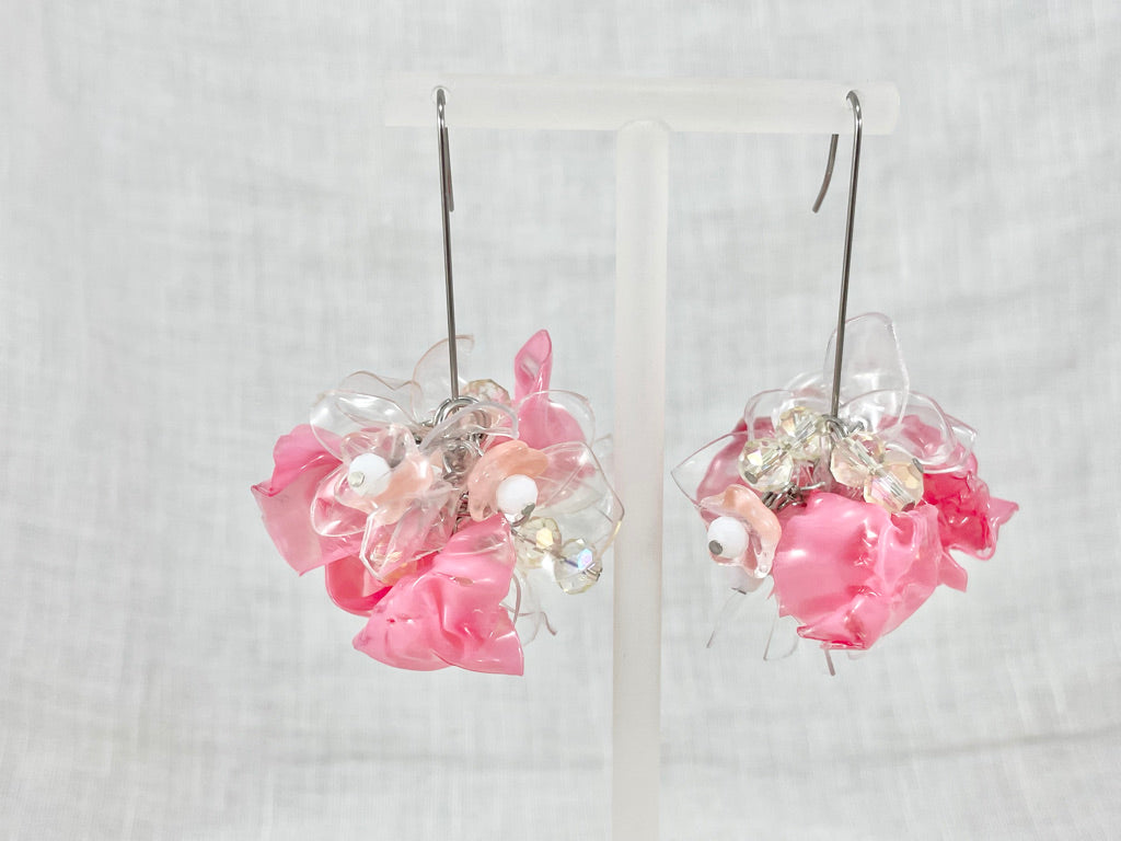 Upcycled earrings - flower ball -