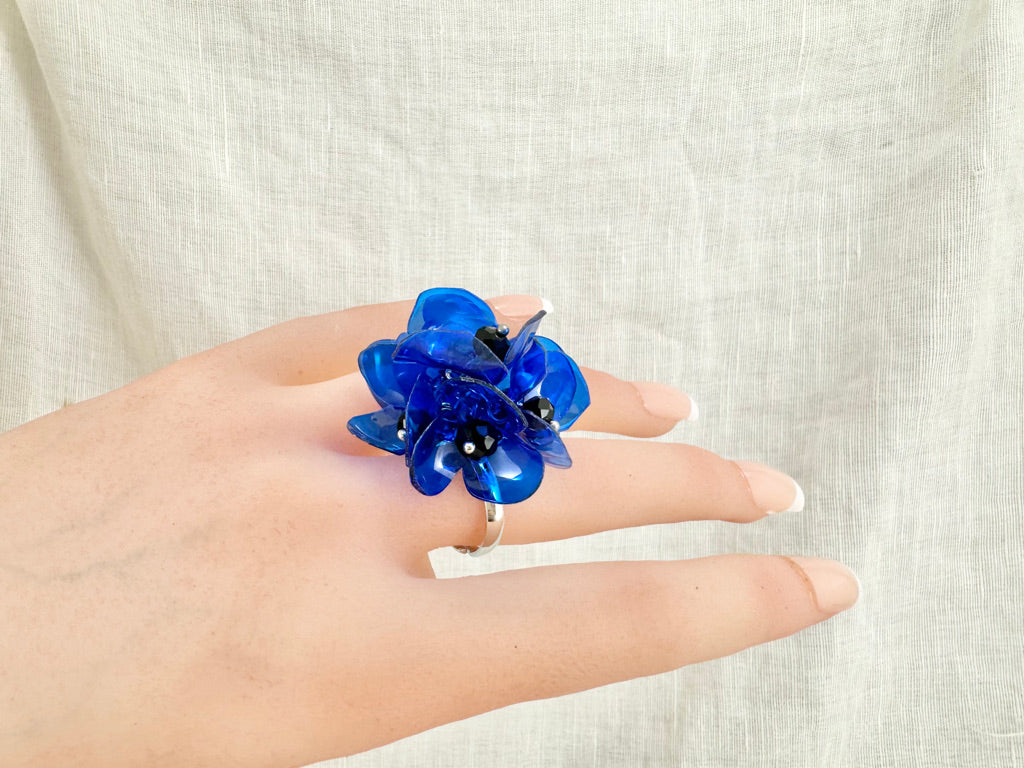 Upcycled ring - Blue water -