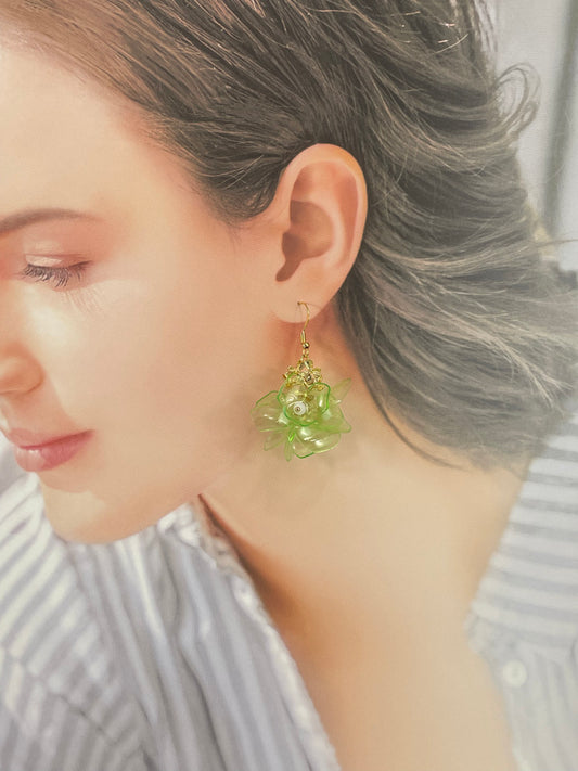 Upcycled earrings -green apple - 14KGF
