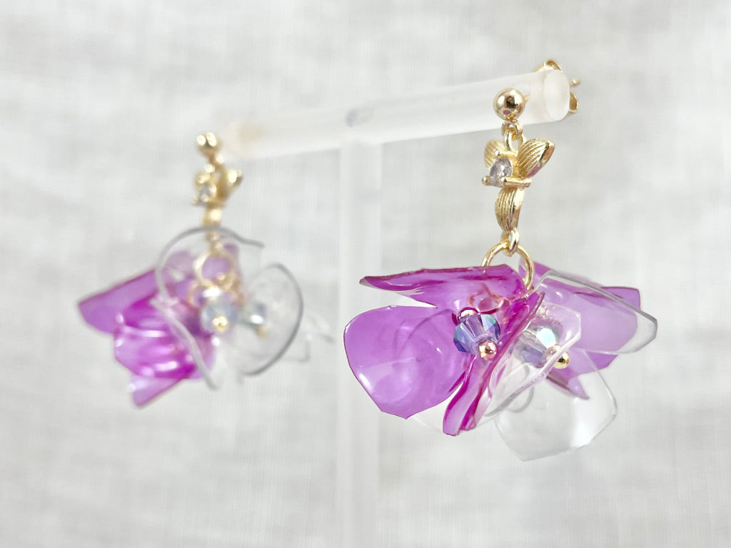 Upcycled earrings - royal bell flower - 14KGF
