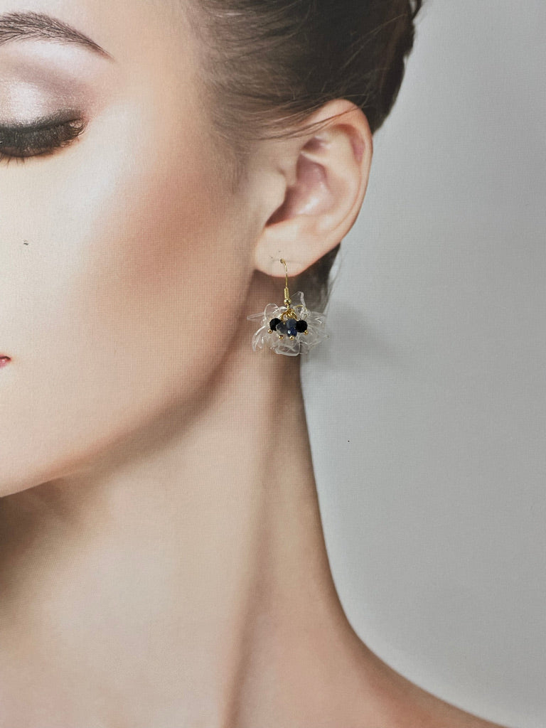 Upcycled earrings - elegant black - 14KGF