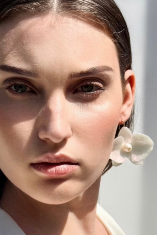 Eternal Orchid Earrings - Pearl White  -