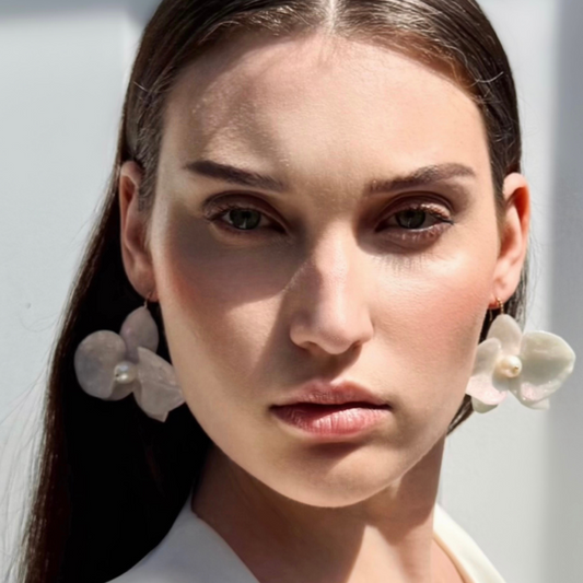 Eternal Orchid Earrings - Pearl White  -