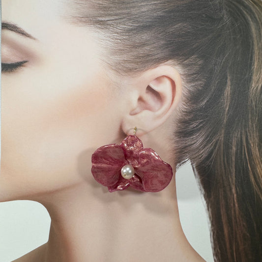 Eternal Orchid Earrings - Powder Velvet Pink -