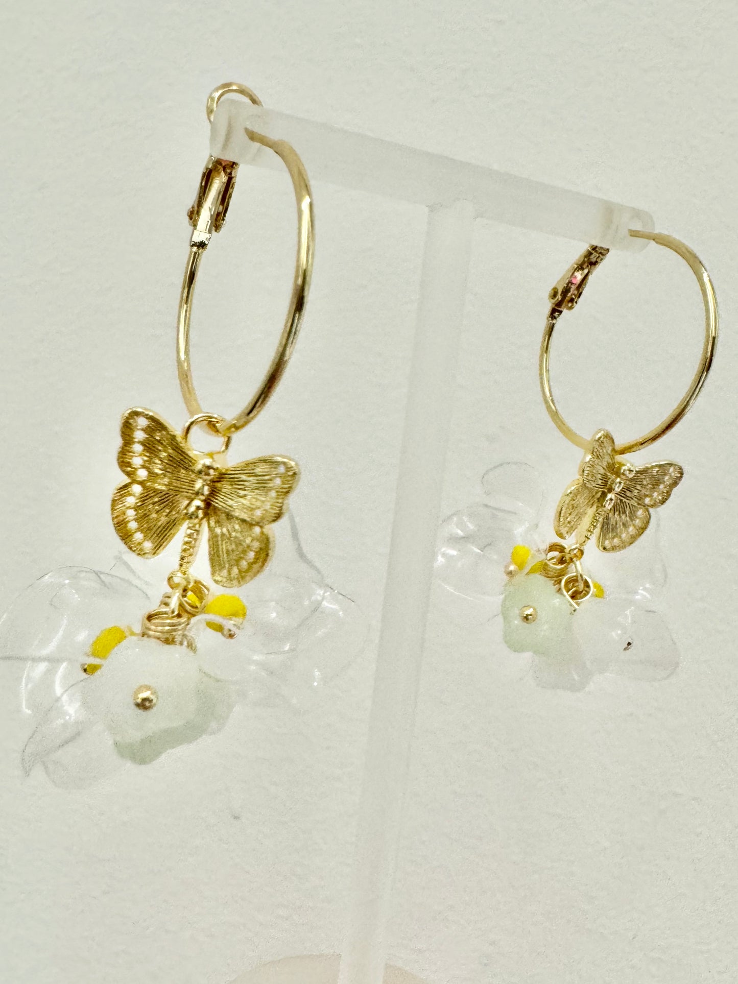 Upcycled earrings -hoop butterfly -