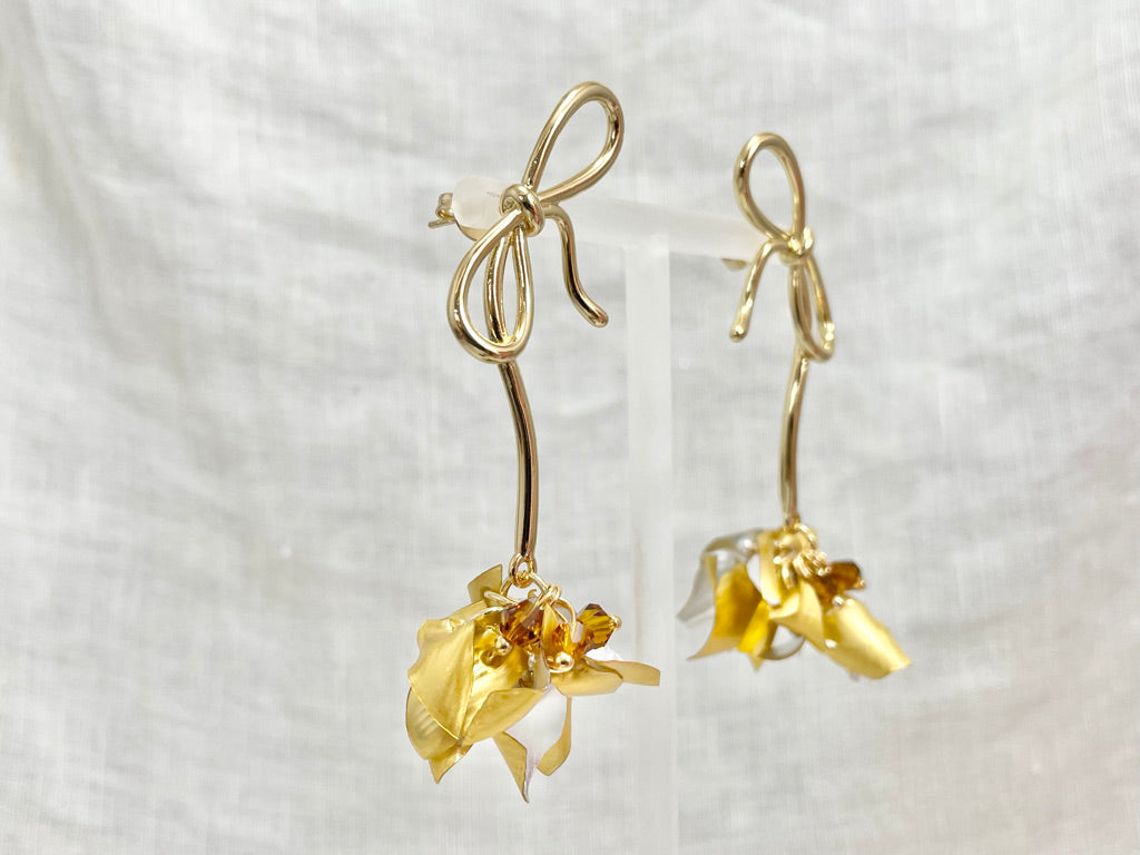 Upcycled earrings - bow - 14KGF
