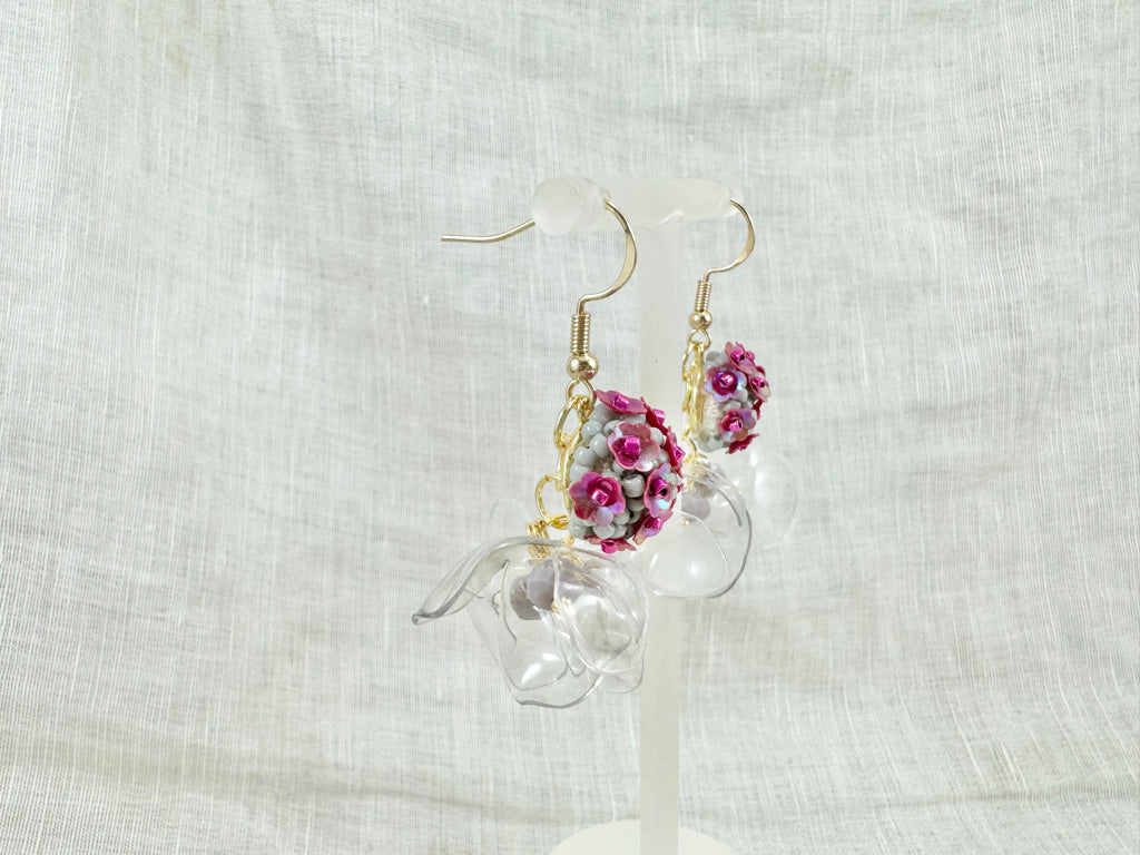 Upcycled earrings - Haute couture - Garden after rain