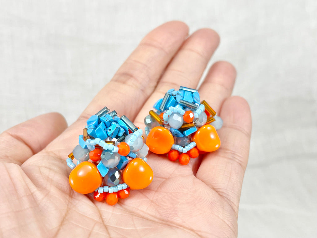 Hand beaded earrings - Turquoise -