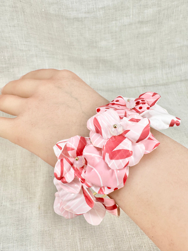 Upcycled bracelet bangle- Hibiscus -