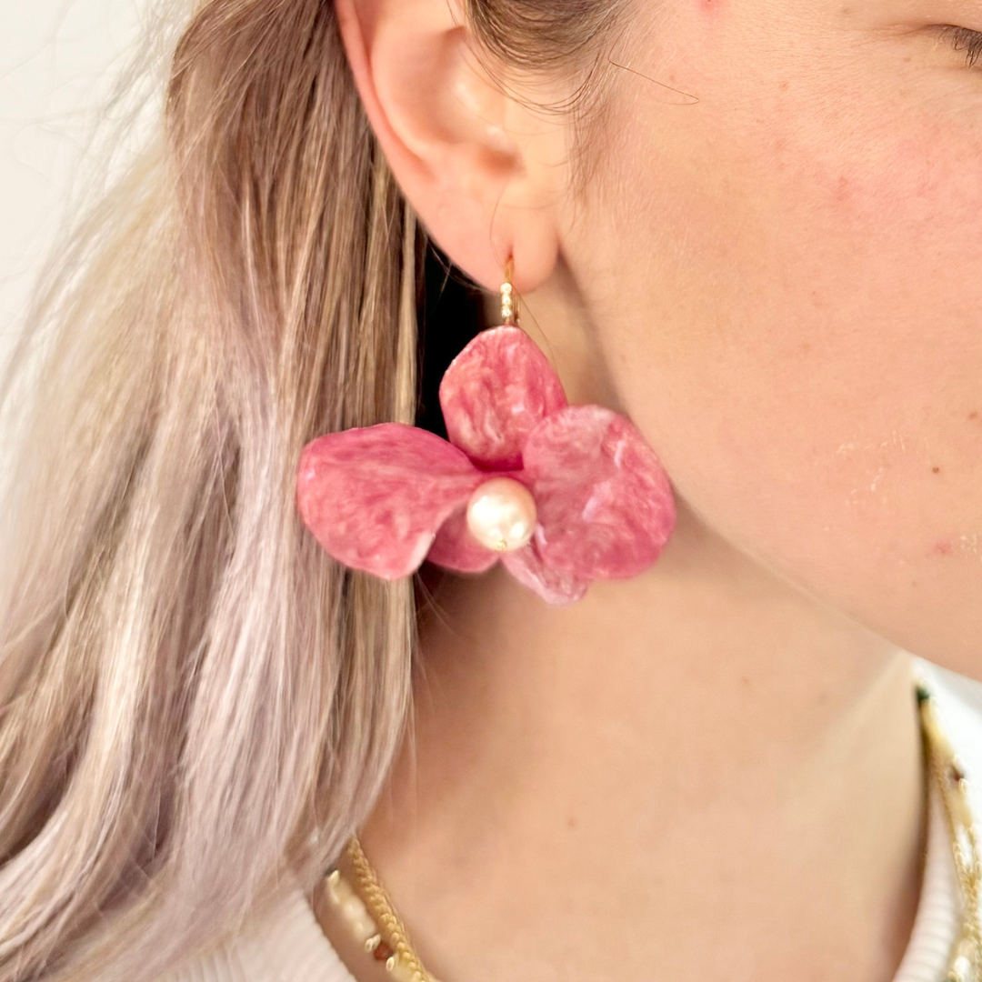 Eternal Orchid Earrings - Powder Velvet Pink -
