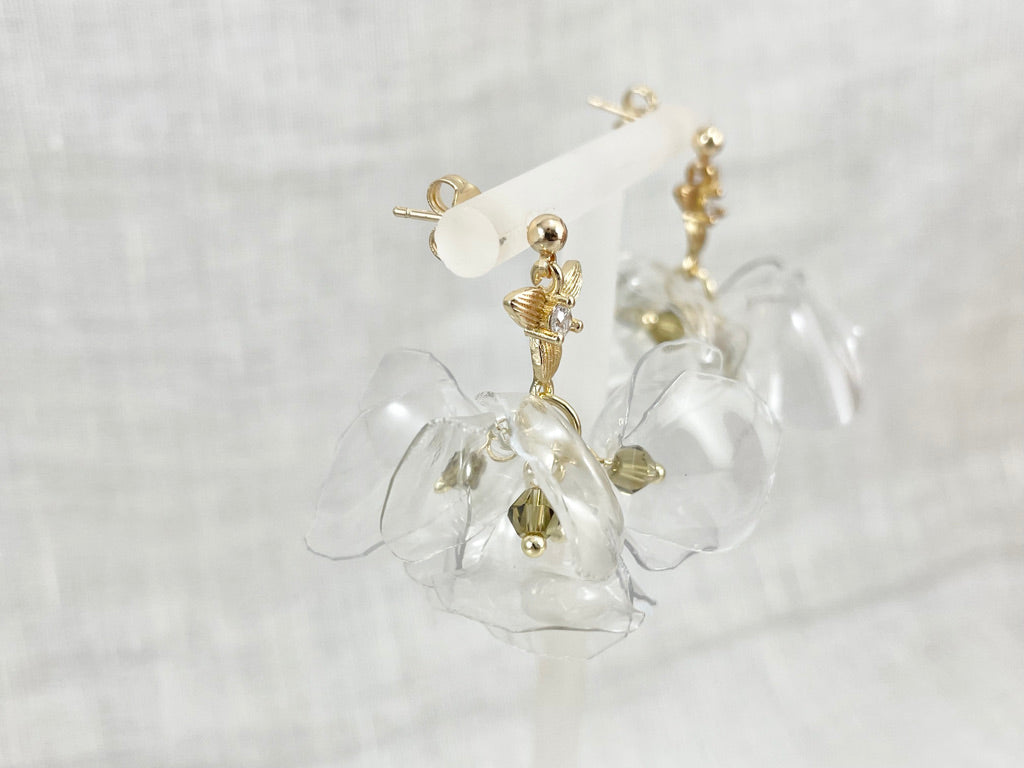 Upcycled earrings -royal bell flower- 14KGF